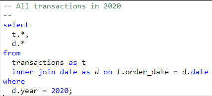 Query for all 2020 transactions